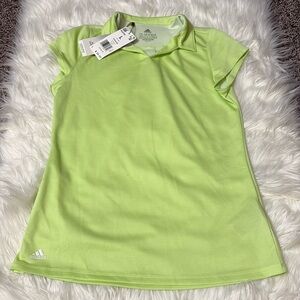 NWT Adidas Girls Youth Lime Green Golf Polo Shirt Size L